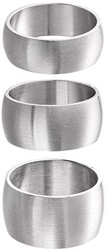meditoys · Ring aus Edelstahl für Damen und Herren · Bandring 12 mm breit · Silber matt/Gebürstet Größe: 64 (20.4)