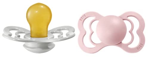 BIBS Supreme Schnuller 2er-Pack, BPA-frei, Symmetrischer Nippel. Naturkautschuk/Latex, Hergestellt in Dänemark. 6-18 Monate (2er Pack), Haze/Blossom