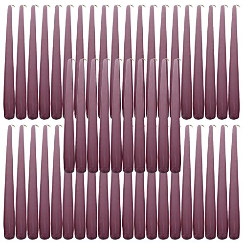 Deli Supplies Dinner Party Christmas Table Decor Bistro Candles Non Drip Tapered 9” 24cm Tall Taper Candle 7 Hour Burn Time Smokeless and Dripless Quality Wax (Old Rose/Pink, 50)