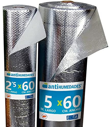 Aislante Térmico Reflexivo de Aluminio (2,5 x 0,6 m) - Aislamiento de cajas de persianas, radiadores, paredes, techos, caravanas, campers, garajes - Antihumedades