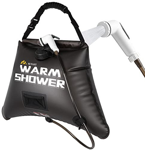 suvast Douche Solaire d'extérieur Portable de 15 l pour Camping, kit de Douche de Camping avec Eau Chaude
