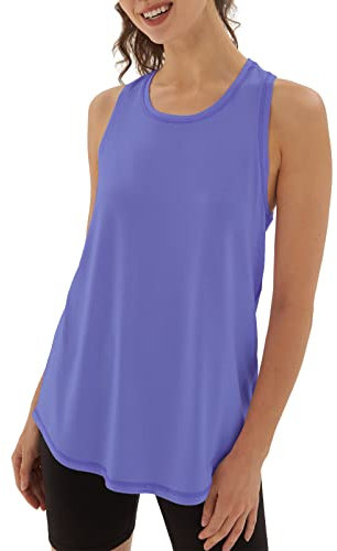 sissycos Damen Sport Tank Top Ärmellos, Sanft Racerback Shirt Rundem Ausschnitt für Fitness Yoga Beiläufig (Very Peri, S)