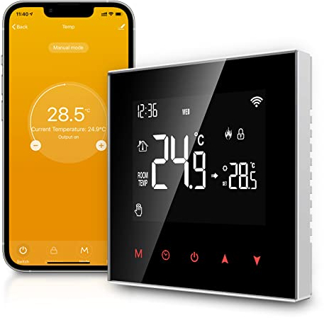 AVATTO Thermostat für Elektrische Fußbodenheizung Smart WiFi Thermostat Programmierbar Raumthermostat Unterstützen Alexa, Google Home Sprachsteuerung und Smart Life App Fernbedienung (2.4GHz-WiFi)