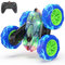 BEZGAR LED Ferngesteuerte Auto - 4WD 2,4 GHz Doppelseitiges RC Stunt Car, 360° Rotations-und-Flip Funktion RC Auto, Wiederaufladbare Spielzeug Geschenke für Jungen Kinder Mädchen, TD203 Blau