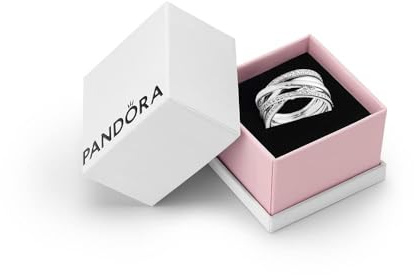 PANDORA Timeless Entwined Cubic Zirconia Ring | Sterling Silver Entwined Ring, Cubic Zirconia Cocktail Band, Hand-Finished 925 Silver Statement Gift, Stack or Layer