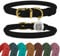 BRONZEDOG Hundehalsband aus gerolltem Leder mit QR-ID-Tag, verstellbar, weiche runde Halsbänder für kleine, mittelgroße und große Hunde, Welpen, Katzen (Schwarze Nacht, 23-28 cm)