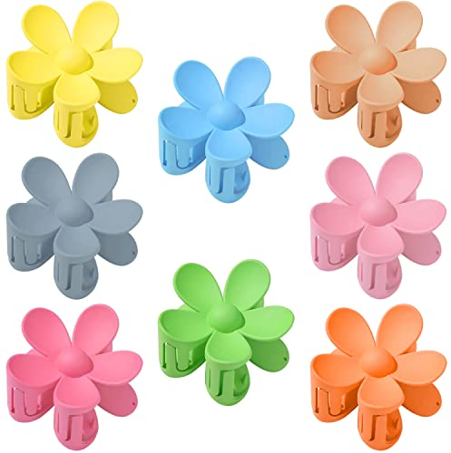 8 Stück Haarklammer mit Blume, Große Blumen Haarspangen, Matte Blumen Haarspangen, Blumen Rutschfeste Haarklammern, Blütenblatt Haarschmuck, Mode Haarnadel, für Frauen (8 Farben)