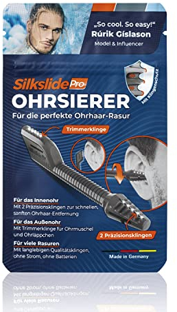 Silkslide Pro® Ohrhaar-Rasierer | Sanft, sicher und gründlich Ohrenhaare entfernen | Qualitätsklingen aus Solingen, hygienisch abwaschbar [Ohrsierer - Made in Germany]