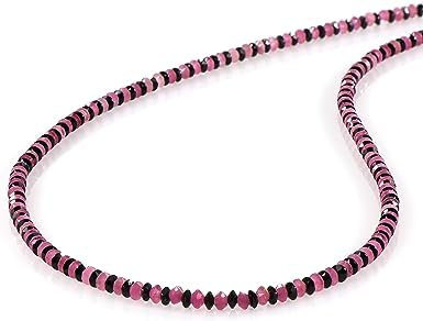 Kashish Gems & Jewels Collier avec tourmaline rose naturelle et spinelle noire à facettes avec chaîne en argent sterling 925. Bijoux cadeau pour femme, Pâques, mère, épouse, anniversaire, mariage,