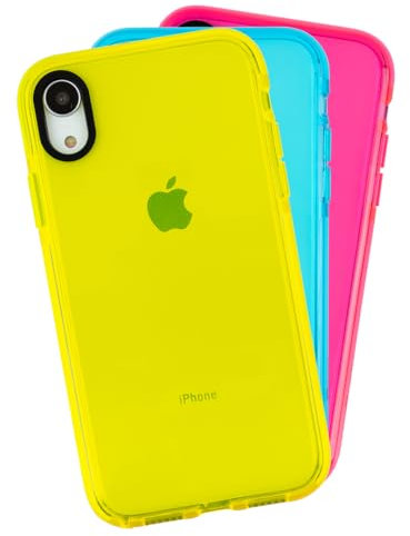 INSTACASE Hülle Kompatibel mit iPhone XR Translucent Ultra Impact Stoßfest Schutzhülle Kompatibel mit iPhone XR Heavy Duty Hülle Kompatibel mit iPhone XR Anti-Shock Neon Gelb