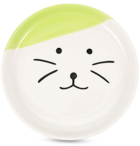 FRCOLOR Cat Food Plate Flat Ceramic Bowl Stand Non-slip Design Kitten Bowl Pet Feeding Dish