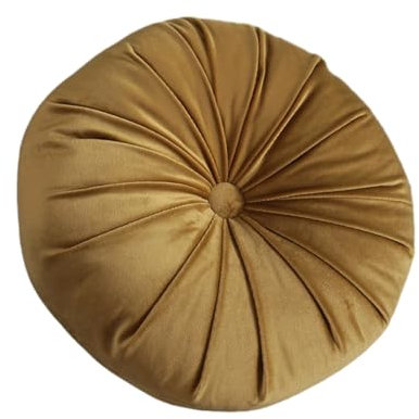 DOTBUY-SHOP Rund Sitzkissen, Samt Retro Sitzkissen Widerstandsfähige & Robuste Stuhlkissen Kinder Komfortabel Sitzpolster für Garten, Büro (35X35cm,Gelb)