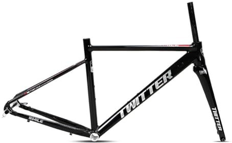700C Rennrad Rahmen 48CM Aluminium-Legierung Rahmensatz Mit Carbonfaser Gabel Scheibenbremse Fahrradrahmen Steckachse Vorne 12*100mm Hinten 12*142mm Interne Verlegung ( Color : Black , Size : 48CM )