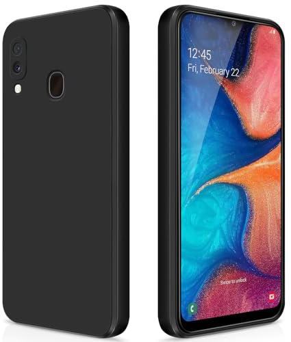 GiiYoon Hülle Kompatibel mit Samsung Galaxy A20E, Hochwertiges Liquid Silicone Case, Rundumschutz Handyhülle, Kratzfestes Weiches Mikrofaserfutter- Schwarz