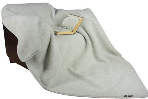 Perfect Wool Wolldecke aus Schafwolle – Handgefertigter – Kuscheldecke flauschig - 450 g/m² – Sofadecke - Flauschige Decke für Herbst & Winter – Hellgrau - 160/200cm