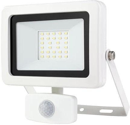 REV LED Strahler FLARE - Außenlampe mit Bewegungsmelder, IP44, LED Lampe 20W, 1700 Lumen, 6500K, Erfassungswinkel 120° auf 9m, weiß