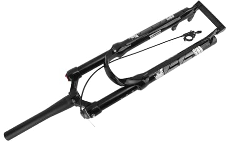 Tbest Fahrrad-Federgabel, 29-Zoll-Fahrradgabel, Konischer Gabelschaft aus Aluminiumlegierung, Fernverriegelung, Stoßdämpfer, Mountainbike-Luftfederung, Vorderradgabel, Schwarz