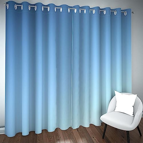 3D Hd Druck Gardinen Blauer Farbverlauf Vorhänge Blickdicht Verdunkelungsvorhang Für Wohnzimmer Kinderzimmer Fensterdekoration/Uv-Schutz/Schalldä
