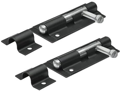 Primes DIY Heavy Duty Tower Black(4), Door Lock Bolt, Strong Black Coated Door Barrel, Durable Slide Bolt for Garden,Tard Gates & Shed Doors - 2 Pics
