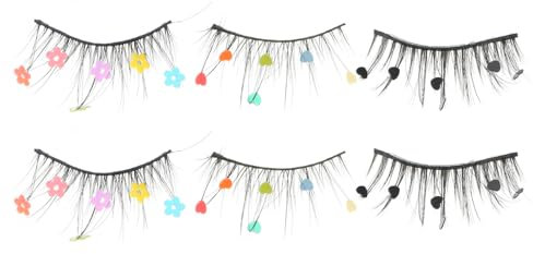 MAGICLULU Lot De 4 Faux À Paillettes Motif Cœur Et Fleur Aspect Naturel 3 Paires X 4