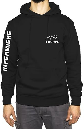 Grafiche Pilia Industria Grafica Felpa Uomo Personalizzata per Medici, OSS e Infermieri (Cappuccio Bianca, IT, Testo, M, Regular, Regular)