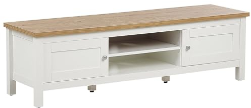 TV-Lowboard mit 2 Türen cremeweiß / heller Holzfarbton Landhausstil Atoca