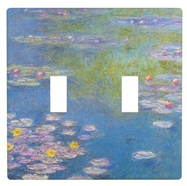 Moslion Lichtschalter-Abdeckungen für Küche, Bad, 2-fach, für Ölgemälde, Teich, Fluss, Rosa