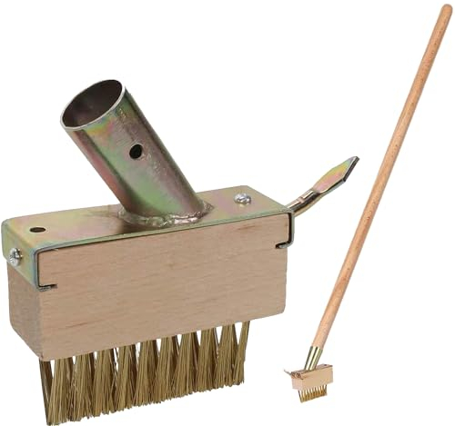 Weed Brush Long Handle for Cleaning Patios, Block Paving, and Driveways − Patio Remover Tool with Angled Wire Bristles and 125cm Blade Scraper to Remove Weeds and Moss Build-Up