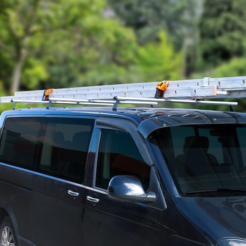 OMAC Dachträger + Leiterhalter Set Lastanschläge kompatibel mit Opel Vivaro 2001-2014, Aluminium, 3 TLG, Silber