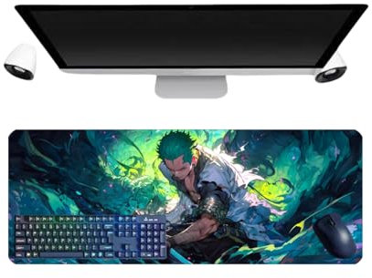 One Piece Zoro Anime Tapis de Souris XL Multifonction Gaming Tapis de Souris 3mm Bureau Anti-Glissant Surface Texturée pour Ordinateur pour Ordinateur Gamer-Bureau-Maison et Portables