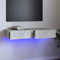 Homgoday Meuble TV avec Lumières LED Gris béton 90x35x15,5 cm, Armoire de Télévision Suspendu avec Tiroir, Mural Meuble TV Flottant pour Salon, Chambre