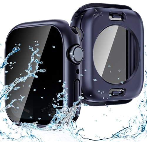 Goton Custodia protettiva impermeabile 2 in 1 per Apple Watch, 44 mm, SE Series 6, 5, 4, in vetro temperato, anti-spia, per accessori iWatch, 44 mm