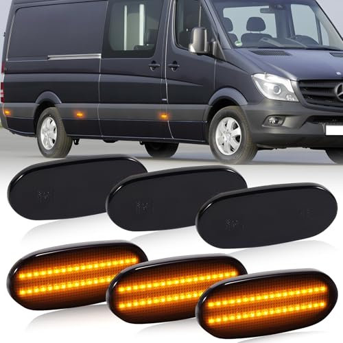 POPMOTORZ LED Seitenblinker Blinker Schwarz mit Canbus Fehlerfrei 2835 SMD für Mercede-s Benz Sprinter W906 VW C-RAFTER, 6 Stück