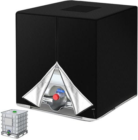 HOTUT IBC Tank Abdeckung, 1000L IBC wassertank Abdeckung mit Reißverschluss und Kordel, 210D IBC Container Cover, Anti-UV Schutzplane IBC Regenwassertank Abdeckung, 120 x100 x116 cm