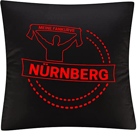 multifanshop Kissenbezug - Nürnberg - Meine Fankurve - Druck rot - Kissen Größe one Size schwarz