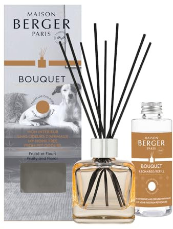 MAISON BERGER - Duftstrauß ohne Tiergeruch – Duftspender für Haus + 8 Stäbchen – langanhaltende, weiche und kontinuierliche Verbreitung – 100 ml