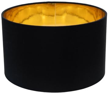 ValueLights | Reni Small Pendant Shade Black & Gold Inner with Warm White Bulb | Shades, Home Décor & Improvement Essential | Light Bulb Included | 250mm Shade Width