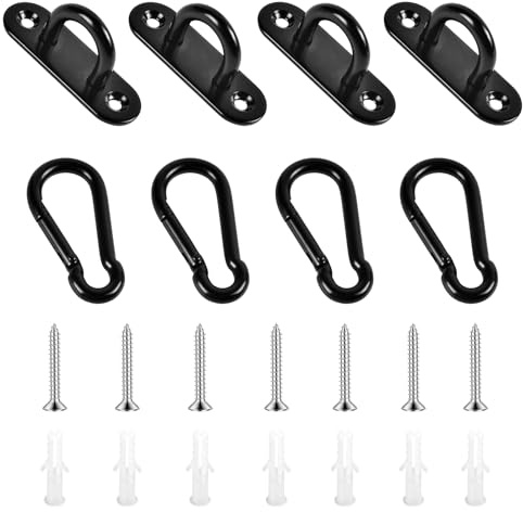 10Set M5 Stainless Steel Eye Plate, Metal Oblong Eye Plate Pads, Staple Rings Hooks Hardware with 2 Holes Wall Anchor Ceiling Hook for Rope Loop Hanging Hooks, with Screws and Plastic Plugs