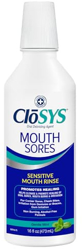 CloSYS Hydrogen Peroxide Mouthwash, 16 oz, Canker Sore Mouthwash, Alcohol-Free, Non-Burning, Cleanses and Heals Mouth Sore Rinse