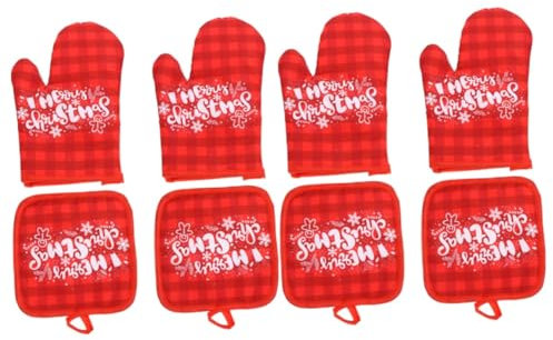 Ciieeo 4sets Wrendale Oven Gloves Christmas Insulation Heat Resistant Baking Gloves Non-slip Grip