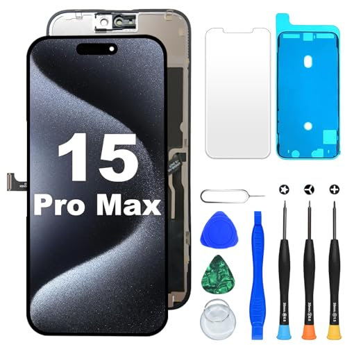 DIGI4U LCD Screen Replacement for iPhone 15 Pro Max, 6.7'' True Tone 3D Touch Display Digitizer Assembly, Small Notch, with Repair Tools for iPhone 15 Pro Max LCD