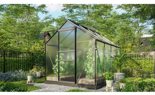 Vitavia Gewächshaus Marley inkl. Ready2Grow Zubehör-Set, schwarz, 5 m², 6 mm HKP | Wetterfestes & stabiles Treibhaus | Perfekt für Gemüse & Pflanzen | Robust & langlebig