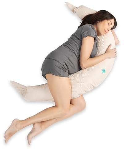 KOALA BABYCARE Stillkissen für Baby und Schwangerschaftskissen zum Schlafen XXL - Multifunktionales Schwangerschaftskissen mit austauschbarem Bezug 100% Baumwolle abnehmbar und waschbar (Beige, XL
