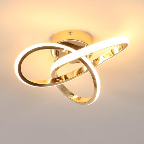 Goeco Moderne LED Deckenleuchte, 22W Gold Deckenlampe, 3000k Warmes Licht, Blumenform Deckenbeleuchtung für Wohnzimmer Schlafzimmer Flur Küche