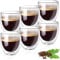 80 ml Tasse Expresso Double Paroi, Lot de 6 Verre à Double Paroi pour Café Latte, Tasse en Verre Transparente avec 6 Cuillère, Tasses à Latte Macchiato pour Bière/Jus