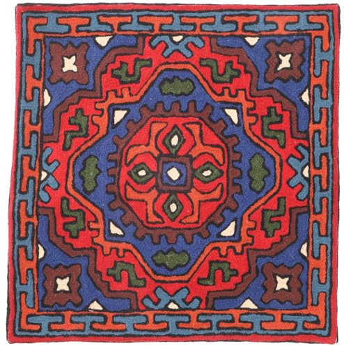 Kelim Kissenhülle `Kaschmir`, bestickter Kissenbezug, Dekokissen, Muster 33 | Traditionelles Design, erdige Farben, 50% Wolle, 50% Baumwolle, Handwäsche empfohlen, einzigartig in jedem Stück.