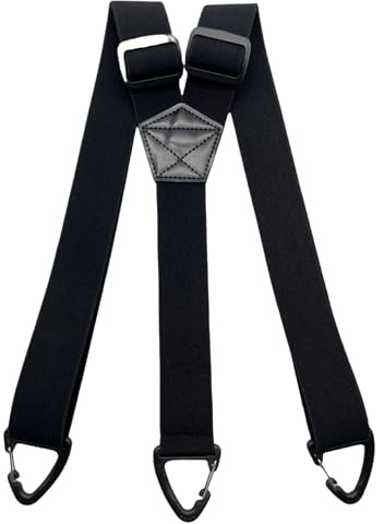 LifgWas Tirantes para Hombre Resistentes, 3 Botones, Adecuados para Pantalones de Trabajo, Esquí y Ropa de Trabajo al Aire Libre, Negros, Ancho 3,8 Centímetros