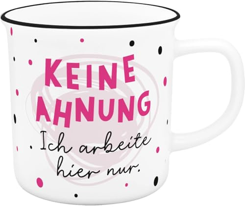 Sheepworld XL-Becher mit Spruch Keine Ahnung | Lieblingsbecher aus Porzellan, Tasse mit Spruch, 52 cl, mit Geschenkbanderole | Geschenk Freund, Freundin, Kollegin | 74840