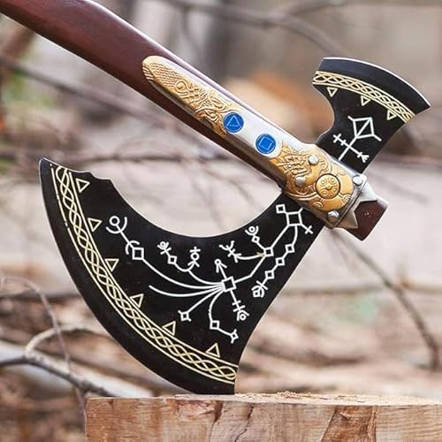 Viking store 33 Handmade Kratoss Viking Axe, Viking Axe, Cosplay Axe, Cosplay Armor, Handmade Forged Stainless Steel Axe Prop Tool with Viking Hatchet, God of Wars, Seax Men's Gift Replica Ax