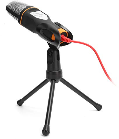 EIMSOAH Kondensator-Computermikrofon mit Stativ, Omnidirektionales Mikrofon für Online-Meetings, Tragbares 6,5-Unzen-Mikrofon aus ABS-Material, Schwarz für den Desktop (Schwarz)
